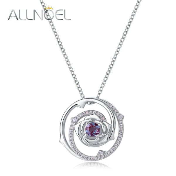 Halsketten Allnoel Synthetic 4*4mm Alexandrite Textur Anhänger Halskette Silber 925 Frauen Hochqualität Luxus feiner Schmuck Valentinstag Valentinstag