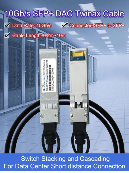 Cabo 10g/1g SFP DAC20CM/1/2/3/5/7/10M Passivo Anexo direto de cobre Twinax SFP Cabos DAC para Mikrotik, TP-Link, NetGear Switch