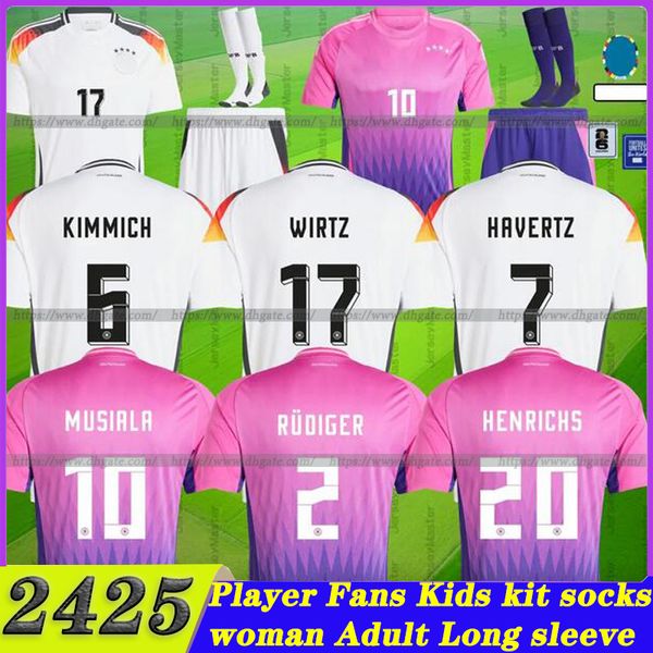 Fan Player Versione Euro 2024 Germania Soccer Jersey Kroos Musiala Wirtz Havertz Reus Muller Rudiger Fullkrug 24 25 Home Away Shirt da calcio Kit Kit Kit