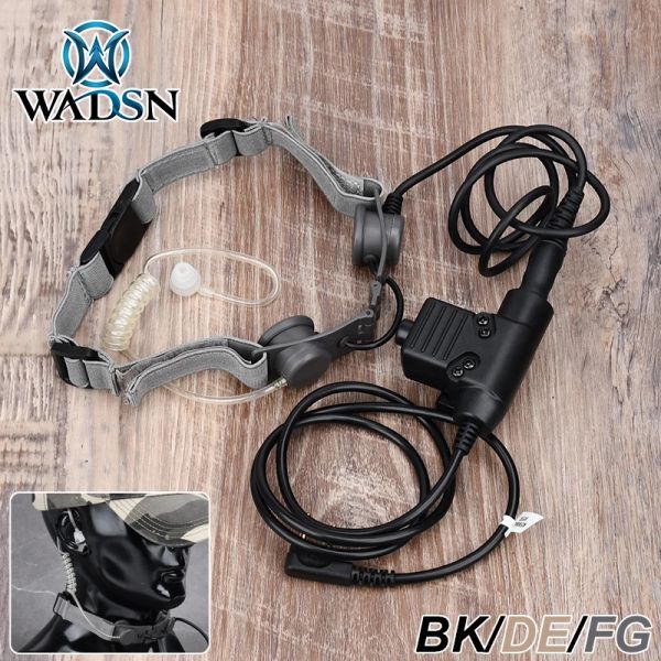 Accessoires Wadsn Taktische Halsluftkanal Ohrhörer Hals Laryngeal Mikrofon Headset mit Kenwood U94 PTT für Moto Midland Walkie Talkie