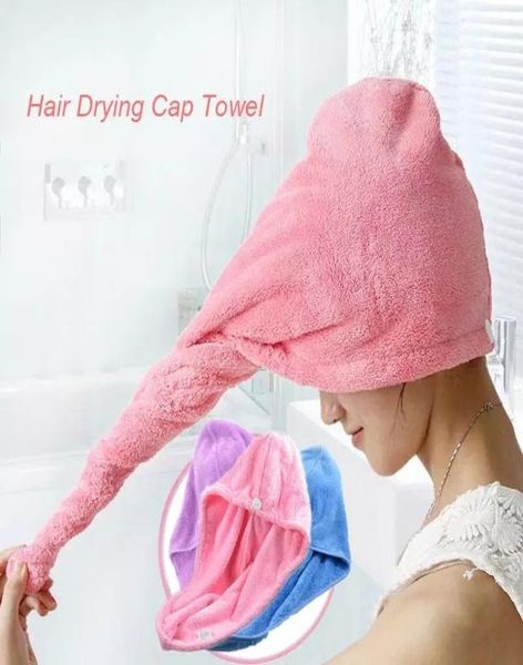 Caps de chuveiro Microfiber Toalha rápida Toalha seca Capas de banho Magic Super absorvente cabelo seco toalha de cabelo embrulhado spa Chapéu de banho DHC4259393754