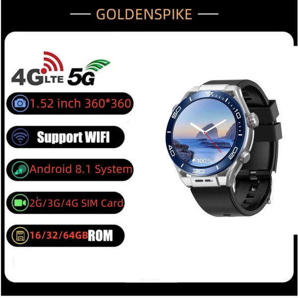 4G Android Watch HD TRISTRY CAMANE MUSIC SMART RISK COM GPS WIFI Bluetooth Music Heartrate Gallery Video Calculadora Etapa SMS NFC