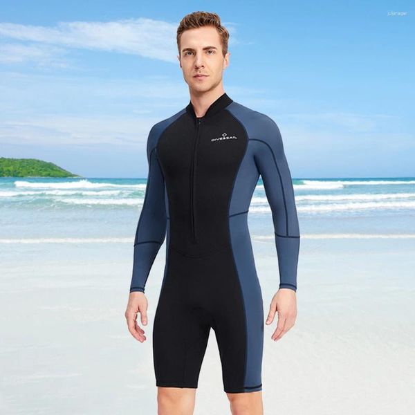 Terno de mergulho de neoprene para roupas de banho feminina com zíper para masculino Snorkeling Surfing Swimsuith elástico Anti-arranhão à prova de frio esportes aquáticos duráveis