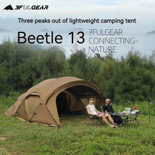 Tendas e abrigos 3ful Gear Beetle 13 Tent ao ar livre acampamento 40d Túnel dobrável de nylon respirável amplo espaço esférico com boca de chaminé