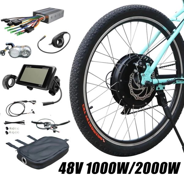 Kit de conversão de bicicleta elétrica de bicicleta 2000w de bicicleta 1500w sem engrenagem de marchas traseira de motor de seleção 26 