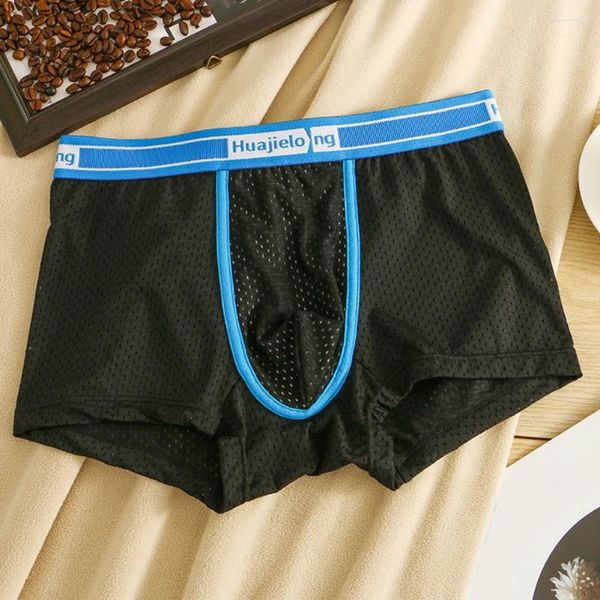 Underpants Sexy Mens Fine Mesh Shorts traspirante per la vita medio Slip cuscinetti sciolti per la biancheria intima casual Homewear