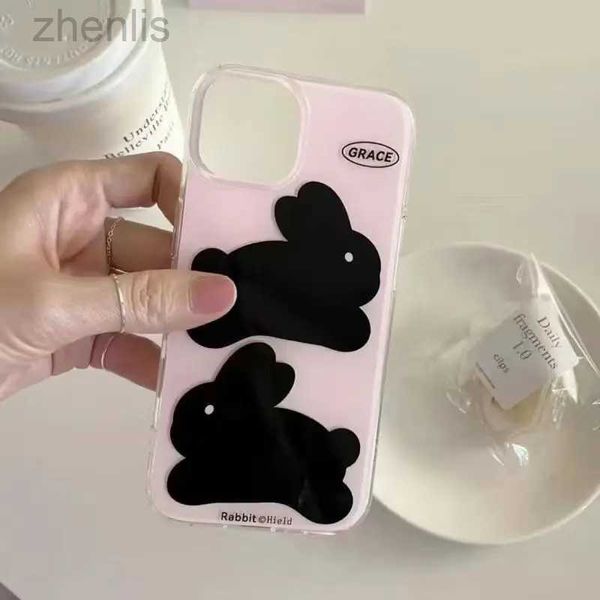 Case di telefonia cellulare INS Pink IMD coniglio Black Bunny Telefono per iPhone 13 Promax 11 12 14 15 Pro Max Shock Protector Shell Cover D240424 D240424