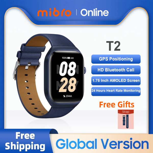 Relógios Mibro T2 SmartWatch GPS Posicionamento de 1,75 polegadas AMOLED HD Screen AOD 2ATM à prova d'água Bluetooth Call Sports Menino Menino Smart Watches