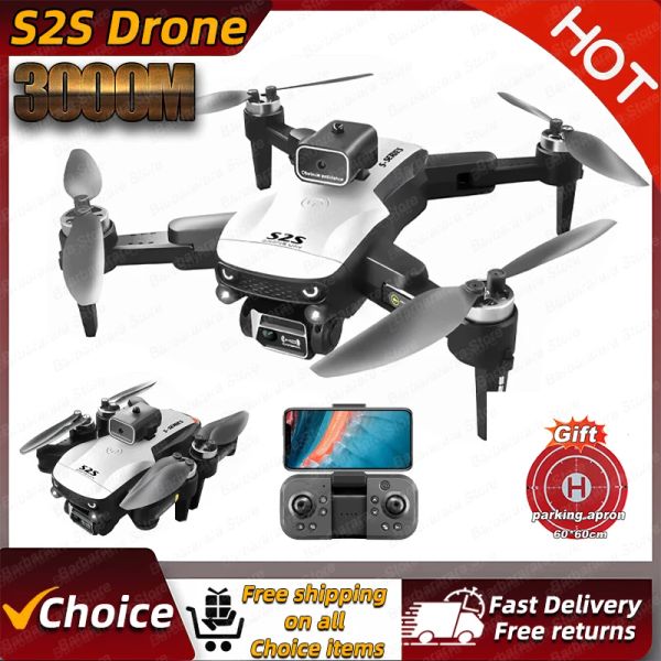 Droni S2S DRONE 8K HD Dual Camera Brushless Motoreless Evitamento Ostacolo RC Distanza del giocattolo del Quadcopter Piegabile Piegabile 3000M Vendi A grembiule