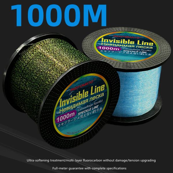 Zubehör 1000m Invisible Fishing Line Spotted Monofilament 3D -Tarntationsinterking Nylon -Faden Japan Speckle Karpfen Fluorkohlenstoffbeschichtete Linie