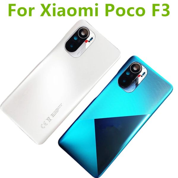 Çerçeveler Xiaomi için Highquality Arka Cam Poco F3 Arka Kapak Kapısı Arka Muhafaza Kılıfı Kamera Lens Onarım Parçaları ile Pil Kapağı Değiştir