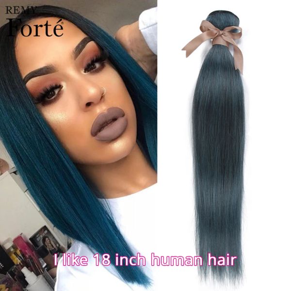 Perücken Remy Forte Straight Human Hair Blue Hair Bündel Haaranbieter Remy Brasilianische Haarwebebündel Eins Bündel Haare Erweiterung