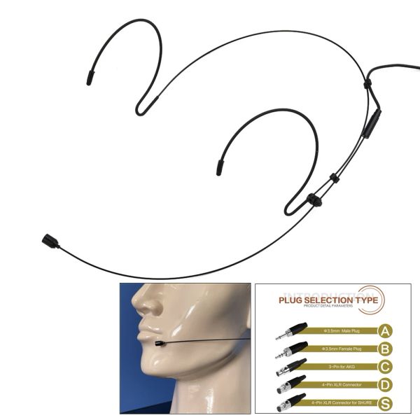 Strumento Nuovo microfono con sede a cuffia doppio auricolare auricolare per Sennheiser per shure wireless con cartuccia onnidirezionale del condensatore