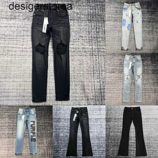 Top-Qualität lila Brand-Jeans verdickte Stoff-Glockenbodenhosen Soft Label Denimhose Herren Hosen Straight Retro Daily Outfit Freizeitdesigner Jeans für Männer