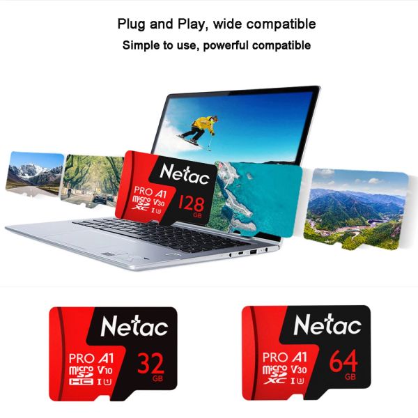 Kameras Netac P500 Extreme Pro MicroSD -Karte 128 GB 64 GB 32 GB Support 4K UKD Video für CAR DVR Überwachungskamera Sportkamera