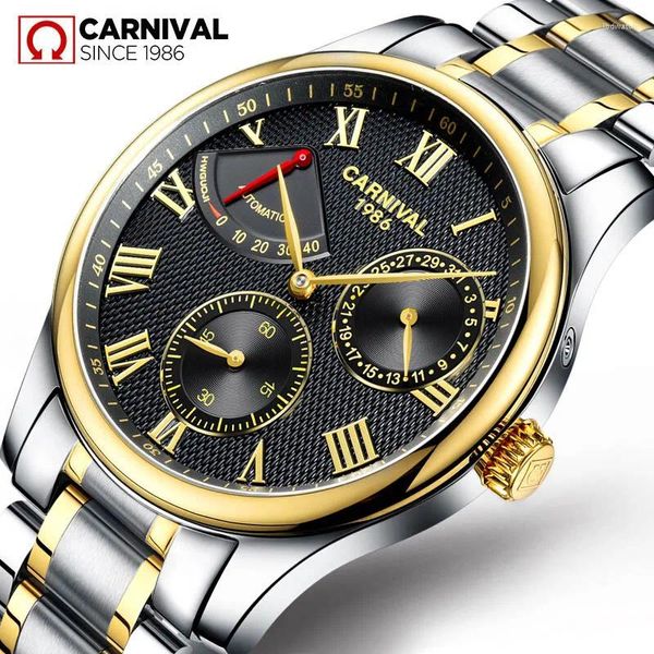 Relógios de pulso Carnaval Mechanical Kinetic Energy exibe relógios masculinos Top Automatic Watch Men Sport Sport à prova d'água Relogio