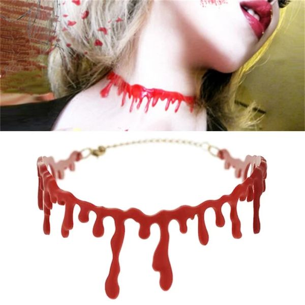 Collane Vendita calda decorazione di Halloween decorazione horror blood goccia collana collana falsa vampiro vampiro joker girocollo costume gotico collane rosse