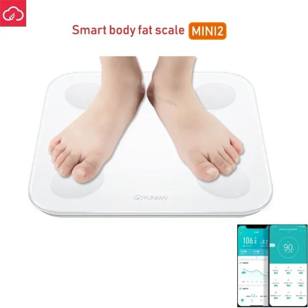 Controle YouPin Yunmai Smart Body Fat Scale Mini2 Banheiro Peso BMI Fitness LED eletrônico Trabalho digital com Mi Home App