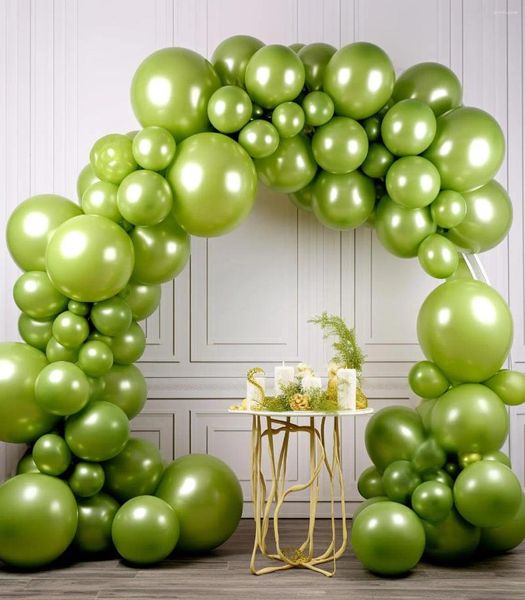 Decoração de festa 134pcs feliz aniversário metal verde látex decorações de balão de casamento chá de bebê oh mix size arch kits suprimentos