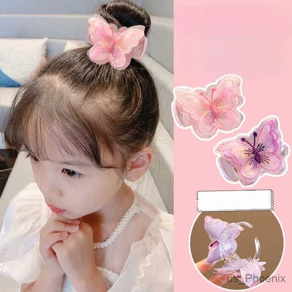 Acessórios para o cabelo Novos crianças Butterfly Pearl Flower Cores de flores acrílico garras de cabelo meninas