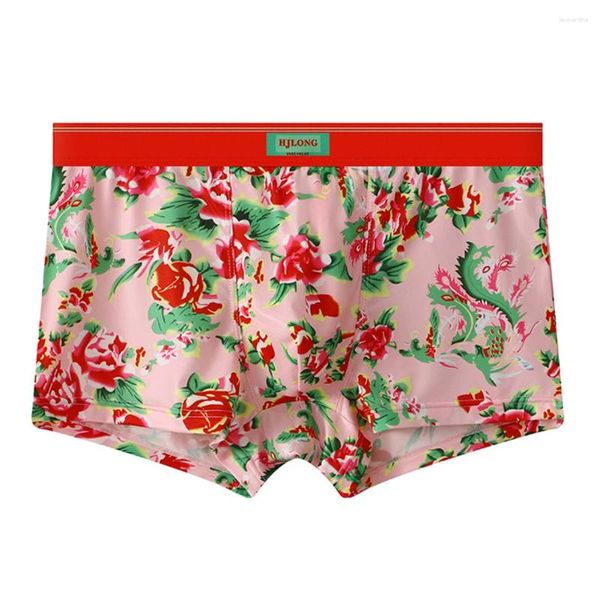 Underpants 1pc Herren sexy florale gedruckte Boxer Shorts Mittelkeer U-Convex-Beutel Unterwäsche Boxer Slips Männliche Höschen