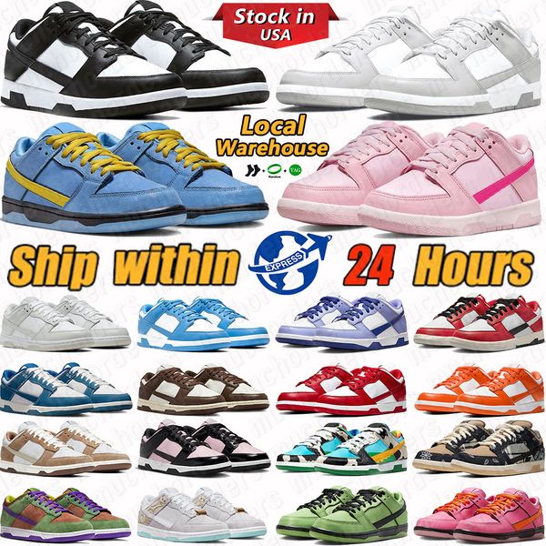 Lokale Lagerhaus Laufschuhe weiße schwarze lila braun drei rosa rot grüne panda low männer womens designer sneakers saken in USA Herren Trainer