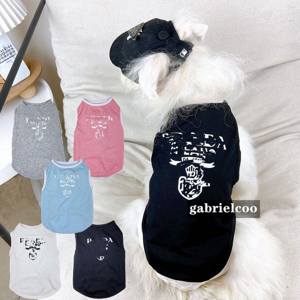 Дизайнерская питомца Dog Cat Summer Thin Top Top Sling Press Pink Blue Classic Print Print Dog Destable Top юбка 5 Цветной плюшевый Fadou Schnauzer Vest Dog Одежда xs-xxl