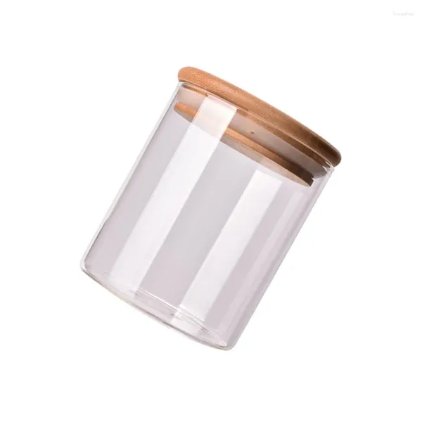 Бутылки для хранения стеклянная банка с уплотнением деревянной крышки прозрачная конфеты для подачи чая кофе сахарная соль Sale Size xs кухонные банки