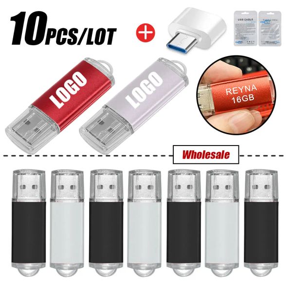 Unidades 10pcs/lote metal USB caneta flash de 32 GB de 4GB 16GB Pendrive 64GB Álbum de música Memory USB Stick 512MB Usb Gree