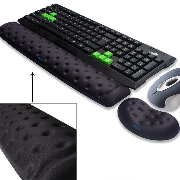 Topi Brila Ergonomic Memory Foam Tastiera Tastiera Supporto REST Cushion Pad per lavoro in ufficio e giochi per PC, sollievo dal dolore da fatica
