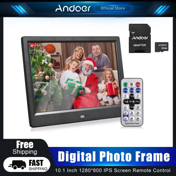 Рамки Andoer Digital Picture Frame 10,1 -дюймовый цифровой фотоморок Электронный альбом 1280*800 IPS Экран пульт дистанционного управления рождественские подарки