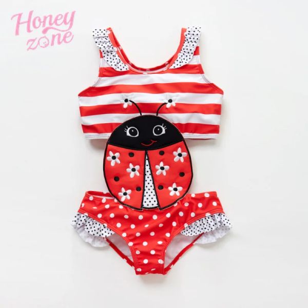 Costume da bagno neonate neonate bambine costume da bagno da bagno da coccinella ragazze ragazze un pezzo patchwork estate ragazze indossare banadore