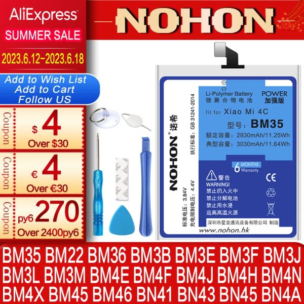 Batterien Nohon Batterie für Xiaomi Mi 8 Pro Lite 9 SE 10 11 4C 5 5S A3 POCO F1 Redmi Note 8 Pro 7 5 4 3 2 4x BM35 BM3E BM3L BM22 BM36 BM4F