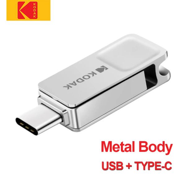 Приводы Kodak OTG USB Flash Drive Typec 64GB 128GB USB3.1 Pendrive Memory Stick U Диск Mini Metal Pendrives для смартфона для ноутбука ПК