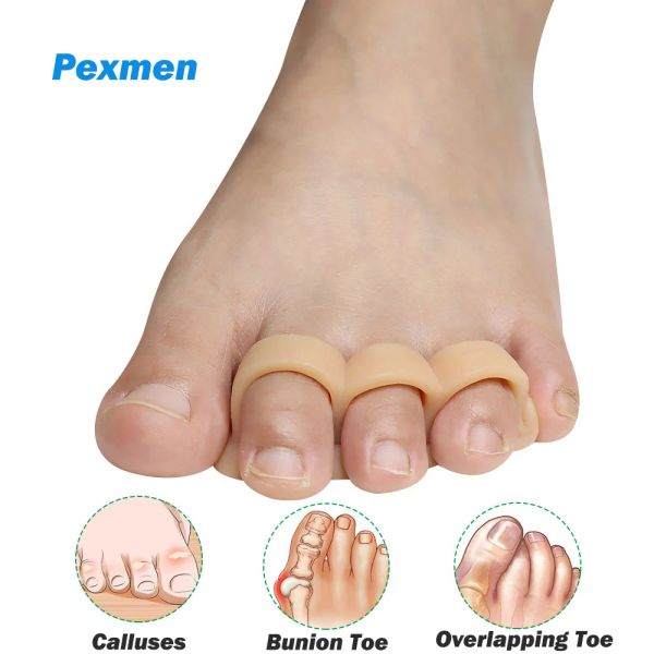 Tedavi Pexmen 2pcs Çekiç Toe Crests Düzleştirici Jel Toe Destek Pedleri Üst üste binen kıvrılmış çekiç ve pençe ayak parmakları için yastık kabartması