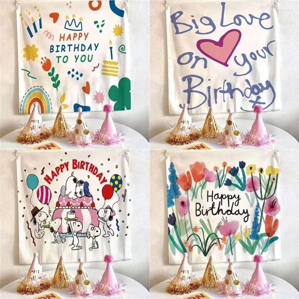 Cameses sevimli mutlu doğum günü arka plan goblen kumaş ins kawaii çocuk oda dekorasyon karikatür erkek kız kızlar yurt parti boho dekor