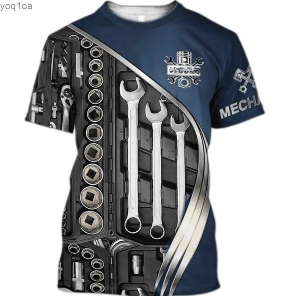 Мужская футболка мужская футболка винтажная футболка летняя одежда Персонализированная имени Механик 3D Print Tops 5xl Street Casual Sport