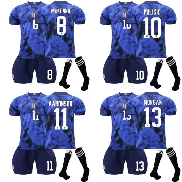 Jerseys de futebol Menuas de pilotos masculinos 22-23 USA Jersey fora do jogo número 10 Priscilla 8 Kit de futebol infantil da McKinsey Adulto