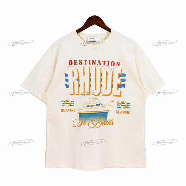 Rhude Shirt Mens T camisetas Designer tshirt Sweatshirt Desenho colorido Tshirts Casual Camise