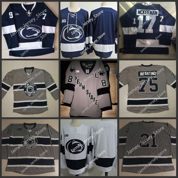 KOB Custom NCAA Frozen Four Penn State Nittany Lions genähte College Hockey Jersey Guy Gadowsky Jersey Peyton Jones Vince Pedrie Evan Barr