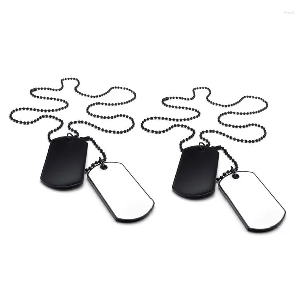 Anhänger Schmuck Männer Halskette 4 Identifikatoren Armee Stil Hunde Tag Anhänger mit 68 cm weiß schwarz