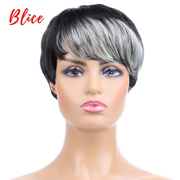 Perücken Blice Synthetic Hair Perücken 4 Zoll Kurzwellige Perücken für schwarze Frauen kostenloser Versand hitzebeständiger Mix Farbe 2/613 Perücken