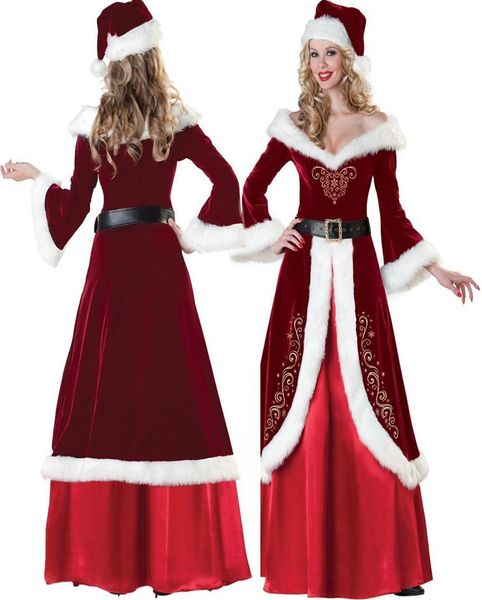 Mulheres Sexy Christmas Cosplay Festival Festival Party Dress Dress Uniform Papai Noel para mulheres Sexy Long Dress4915375