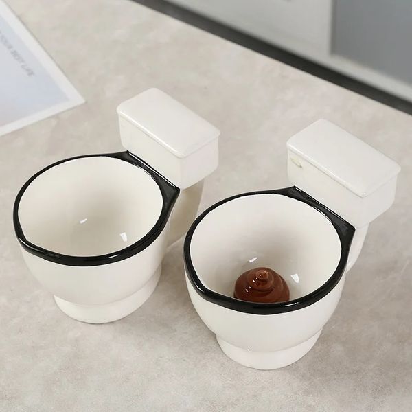 230 ml kreative Persönlichkeit Toilettenbecher Neuheit Keramik Becher mit Griff 300 ml Kaffee Tee Milch Eis lustig für Geschenke 240418