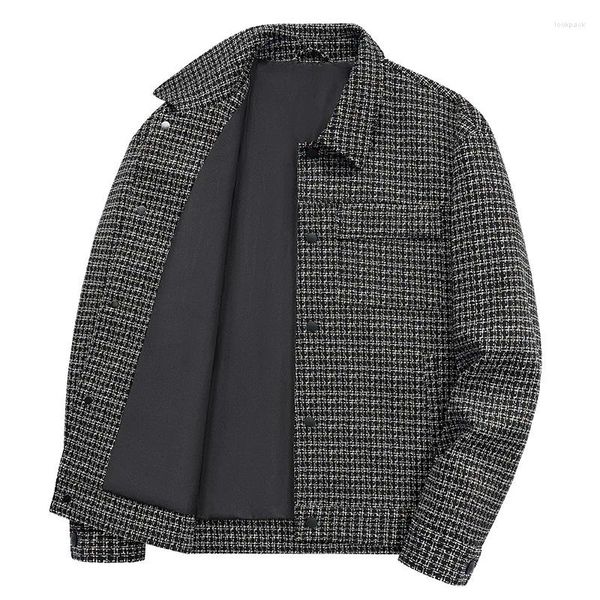 Jackets masculinos American High Street Plaid Lapeel para homens e mulheres é um cardigan belo versátil masculino masculino Houndstooth