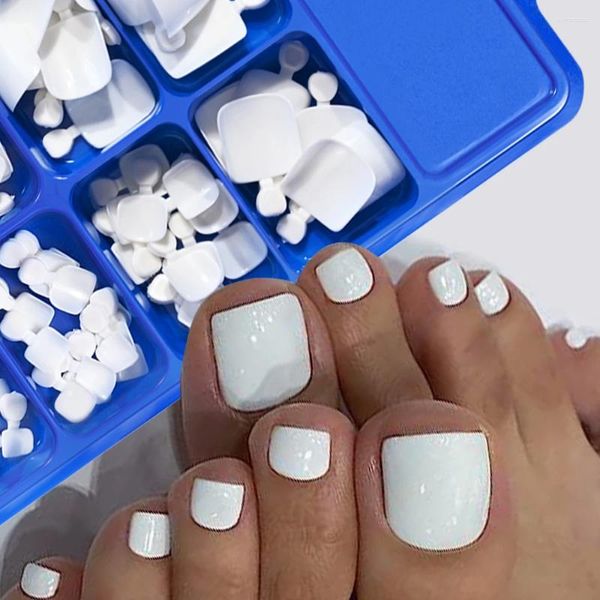 False unhas 100pcs da unha falsa de unhas brancas naturais prensar no pé de dedão da capa completa dicas de arte de arte de acrílico artificial Manicure