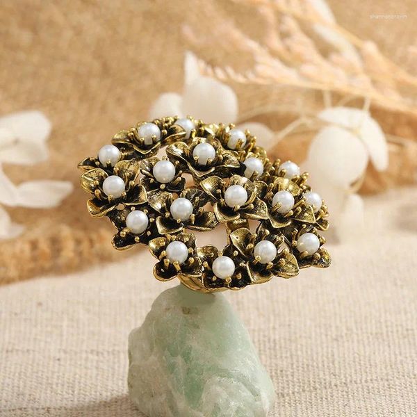 Anelli a grappolo Vintage Big Flower Regolabile per le donne Boemian Elegante perle Midi Anello di dito Gypsy Etnico Gioielli Regali di gioielli