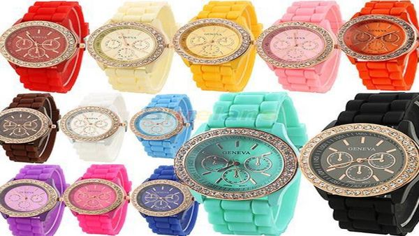 2017 Fashion Kids Shadow Geneva Watch Crystal Diamond Silicone Studenten Sport Watch Quarz Männer lässige Uhren Luxus Frauen 7001620