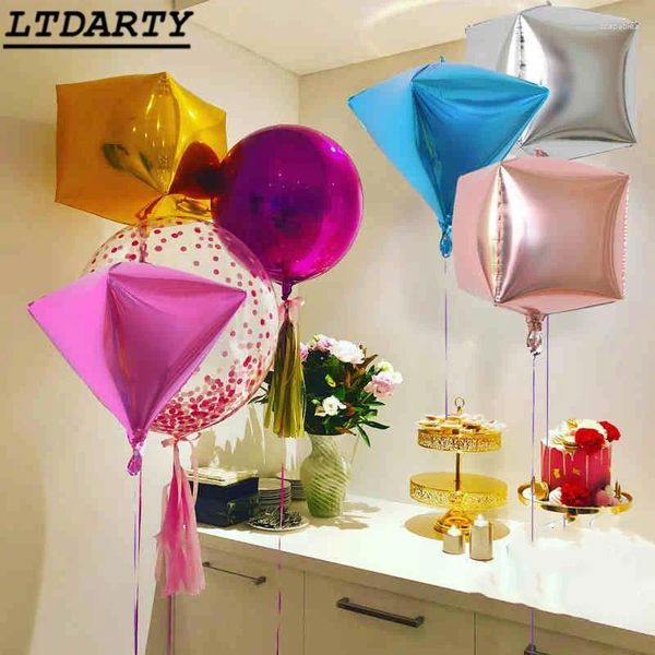 Party -Dekoration 20pcs 4D Diamond Round Cube Form Helium Ball Solid Aluminium Folienballons Hochzeits Geburtstagsjahr