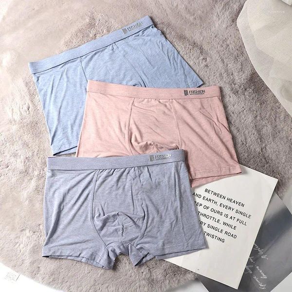 MUITOPANTES MENTO MENTO MODAL MODAL RECULIDADE PRIMENTO DE AUTRATON Tamanho Grande Boxer Shorts Solid Color Breathable Tide JH